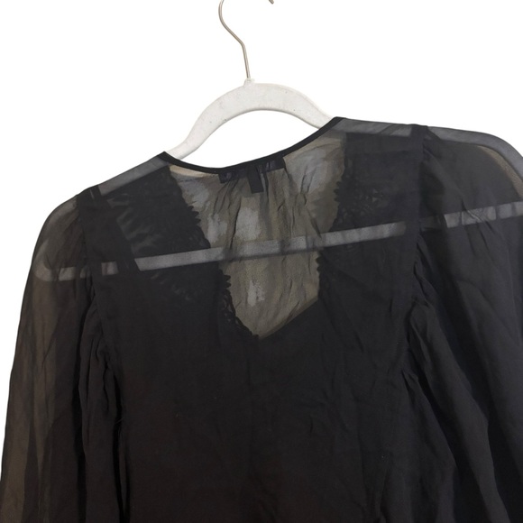 Daniel Rainn‎ Black Silk Lace Button Top Blouse Whimsigoth Small - Picture 7 of 9